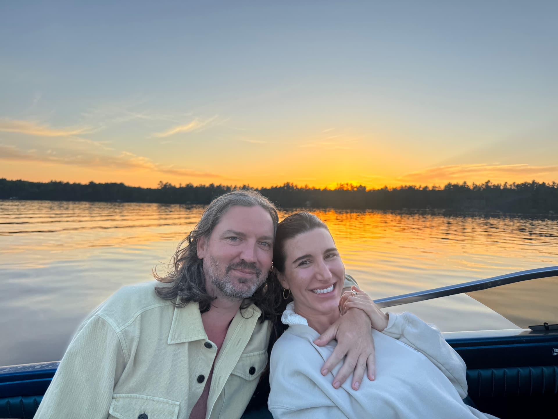 Patrick and Sarah together on the lake